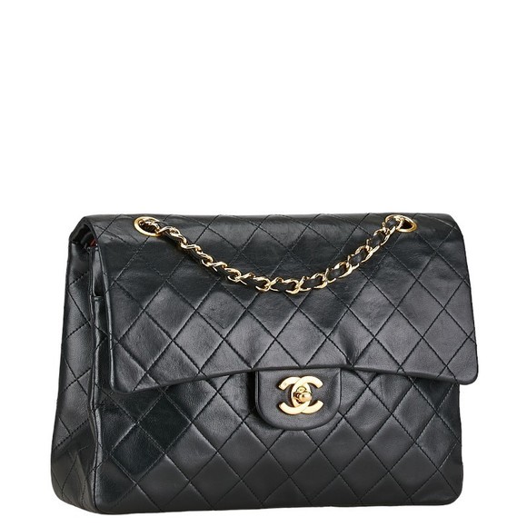 Chanel 25 Flap Coco Black Double Matelasse Lambskin Chain Mark Bag Shoulder - Picture 1 of 10